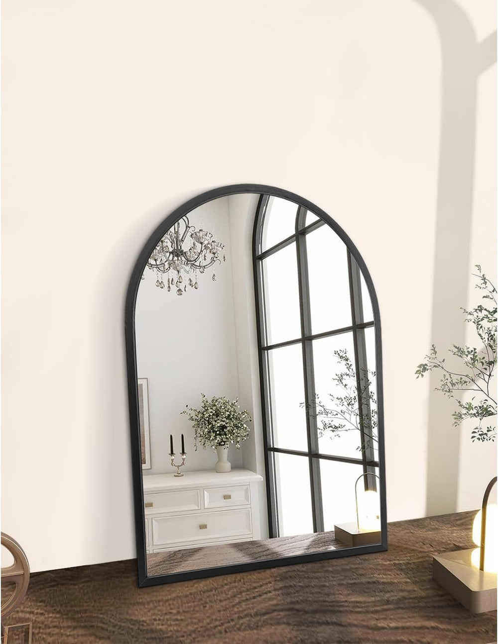 Arch Wall Mirror 20"x16" Large Black Bathroom Mirror Metal Frame Mi...