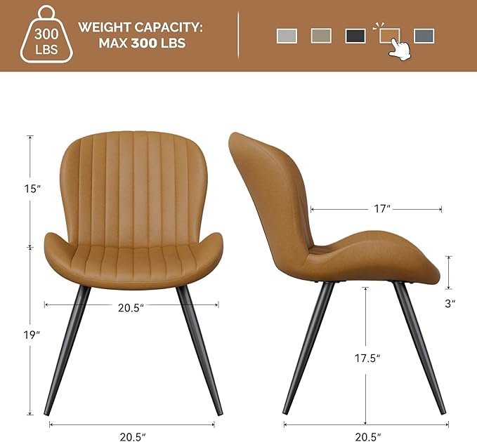Dining Chairs Set of 2 Modern Fabric Dining Room Chairs Upholstered Dining Ch...