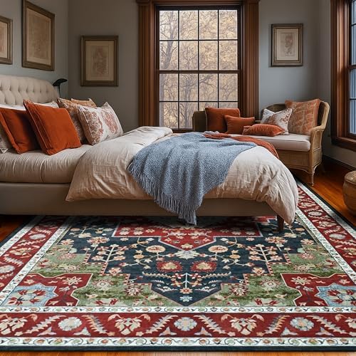 YJ.GWL Area Rugs for Living Room 9x12 Machine Washable Rugs, Non Slip Floral ...