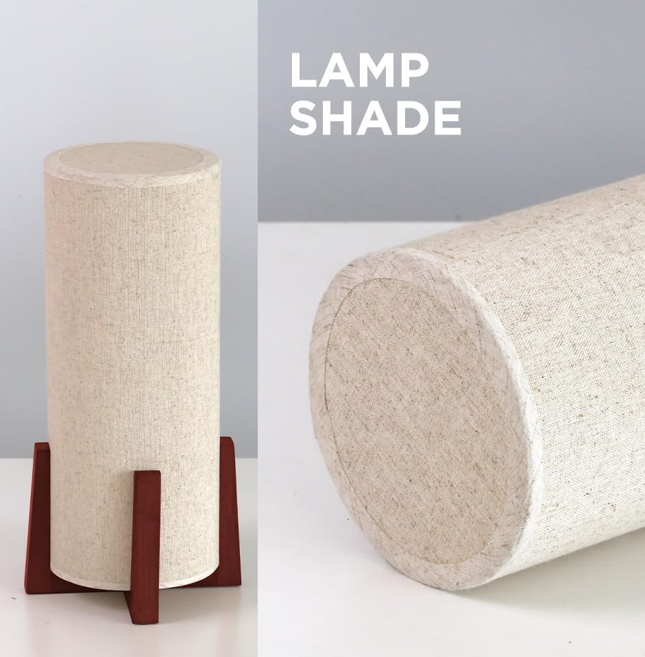 Modern Small Table Lamps, Nightstand Lamp with Linen Fabric Shade, 13.9"...