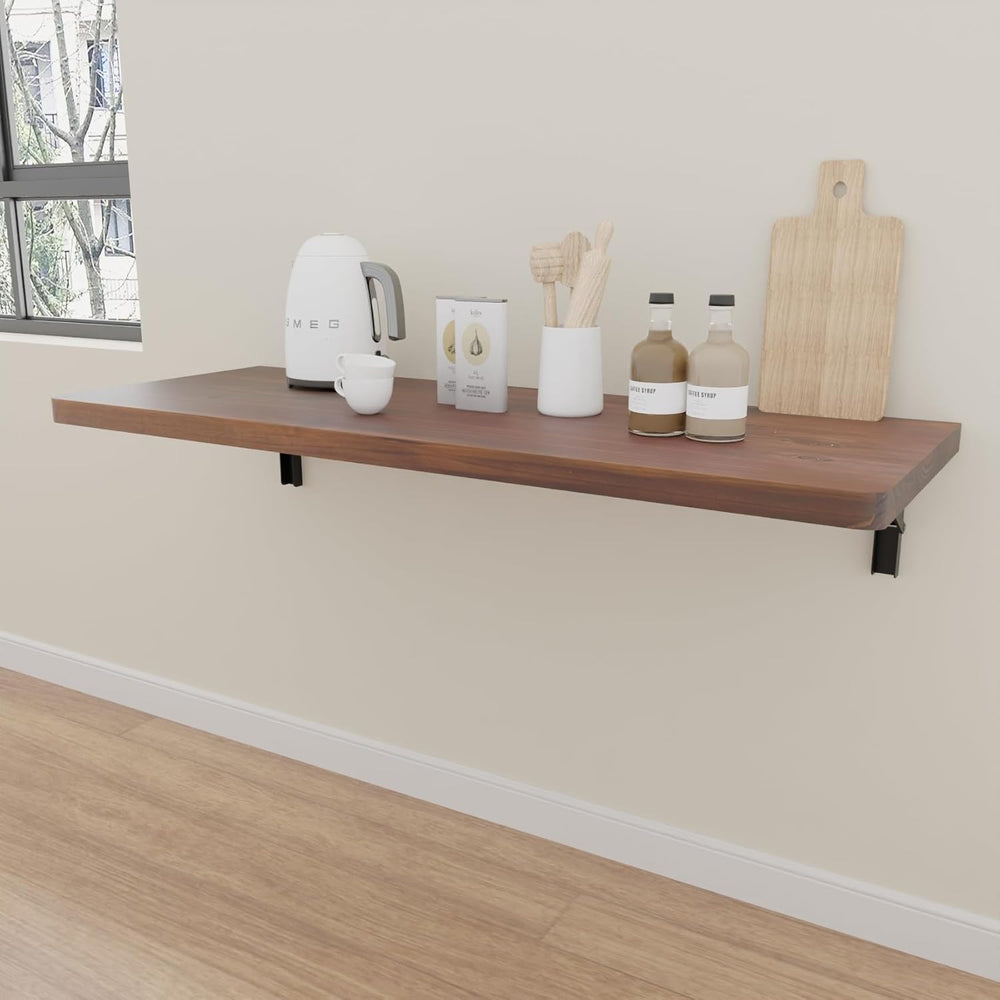 IAE Wall Mounted Folding Table with Pine Wood,36" x 14" Floating Wa...