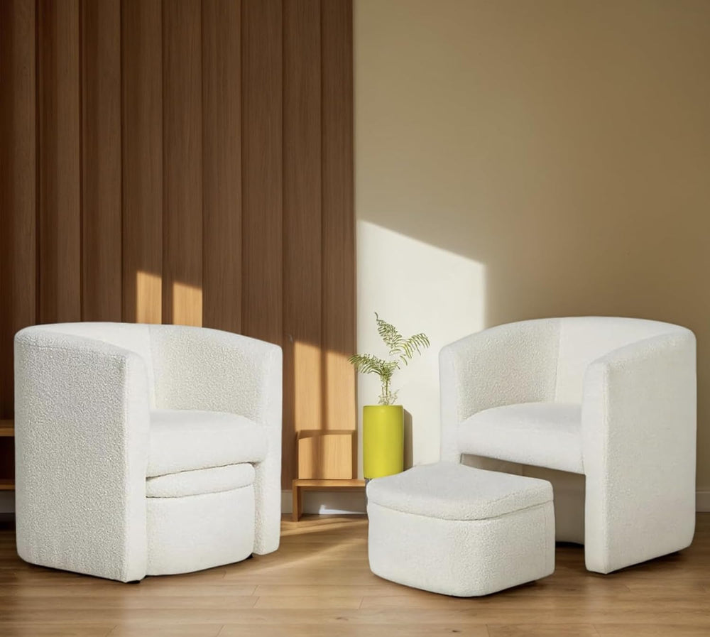 MALOL Mid-Century Velvet Living Room Chair with Storage Ottoman, Space-Saving...