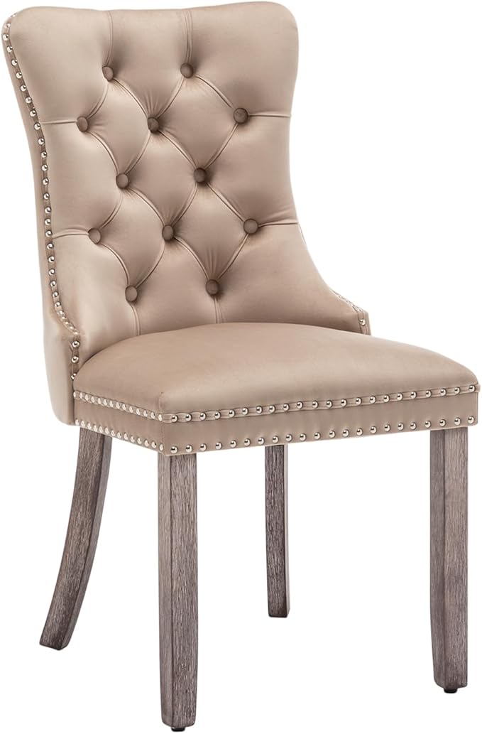 Velvet Dining Chairs Set of 2, Upholstered Dining Room Chairs with Nailhead R...