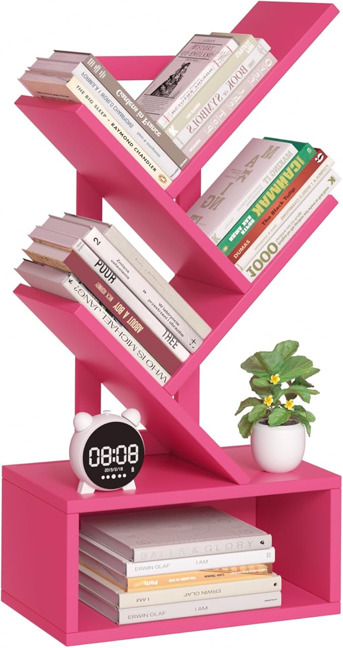 Small Tree Book Shelf,5 Tier Black Tree Bookshelf,Desktop Bookcase,Modern Des...