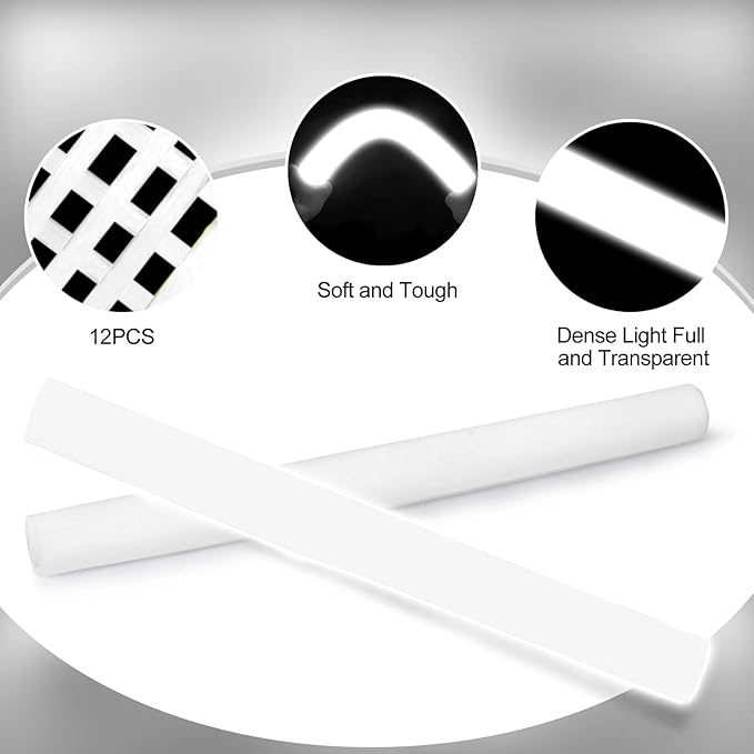 Glow Foam Sticks Bulk, 24 Pcs White Giant LED Light Up Sticks 3 Modes Flashin...