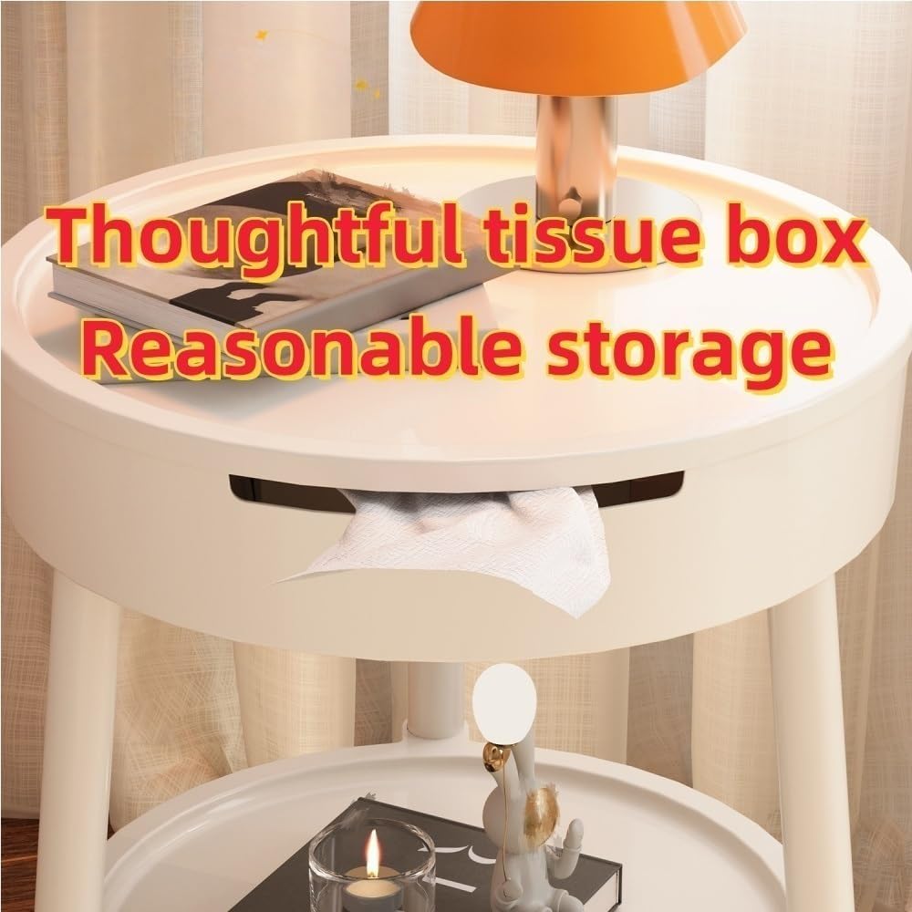 2 Tier Portable End Table, Decorative Side Table, PP Plastic Coffee Table, Mo...