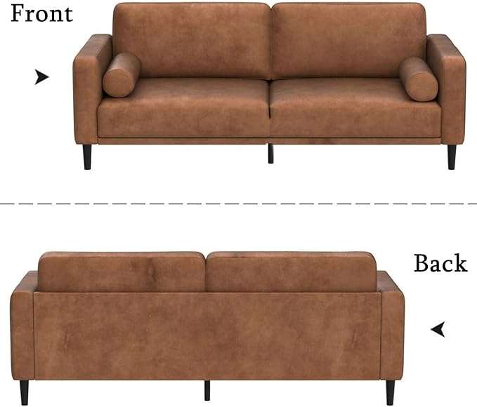 HIFIT 79" Sofa Couches for Living Room Mid-Century Modern Decor Faux Lea...