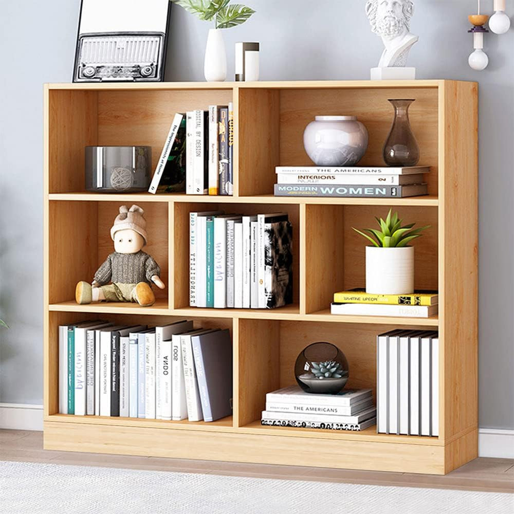 IOTXY Open Shelf Low Bookcase - Wooden 3-Tier Floor Standing Display Cabinet ...