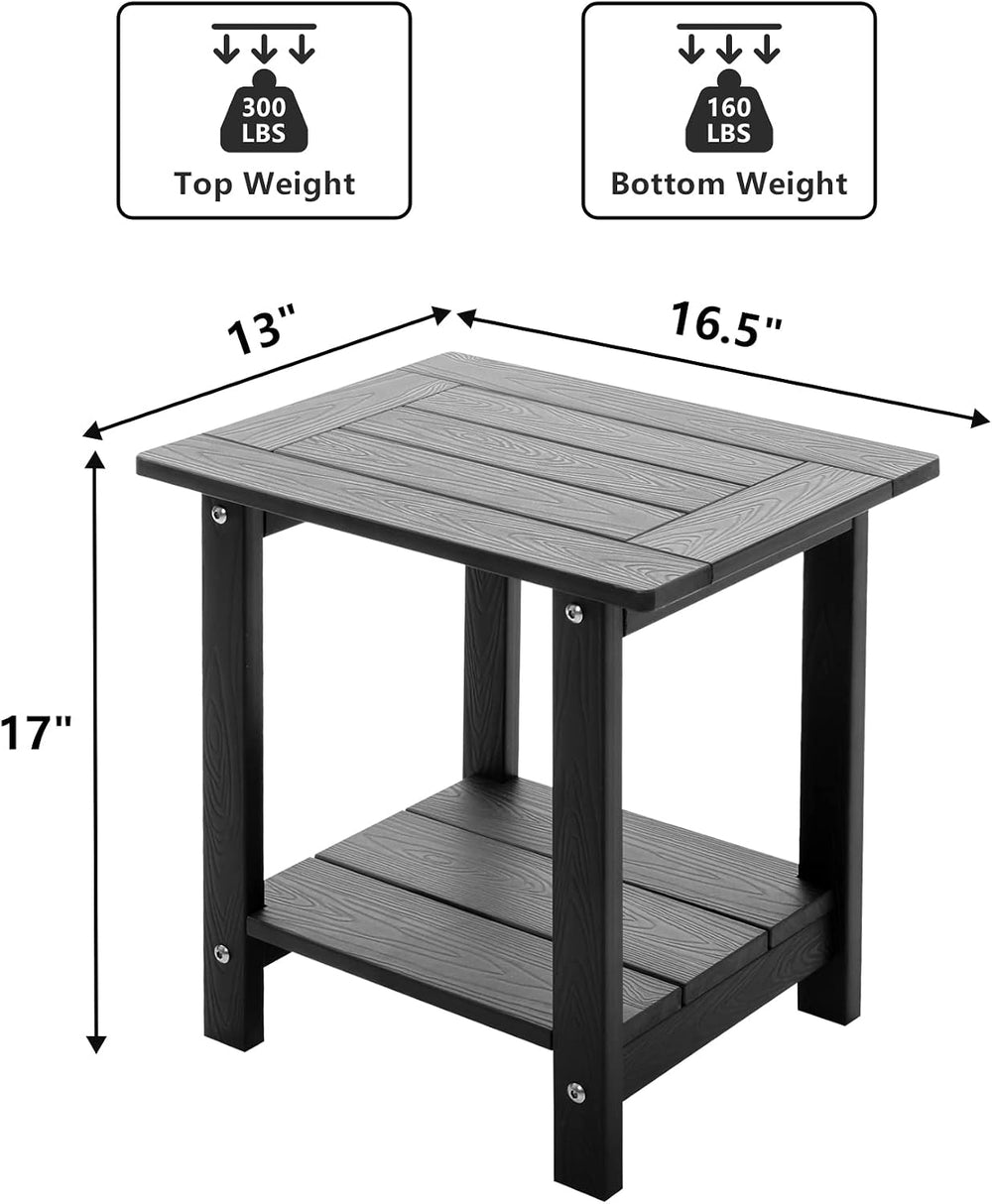 Meluvici Double Adirondack Side Table Weather Resistant, Outdoor Rectangular ...