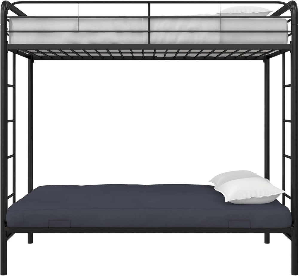 DHP Twin-Over-Futon Convertible Couch and Bed with Metal Frame, Ladder and Gu...