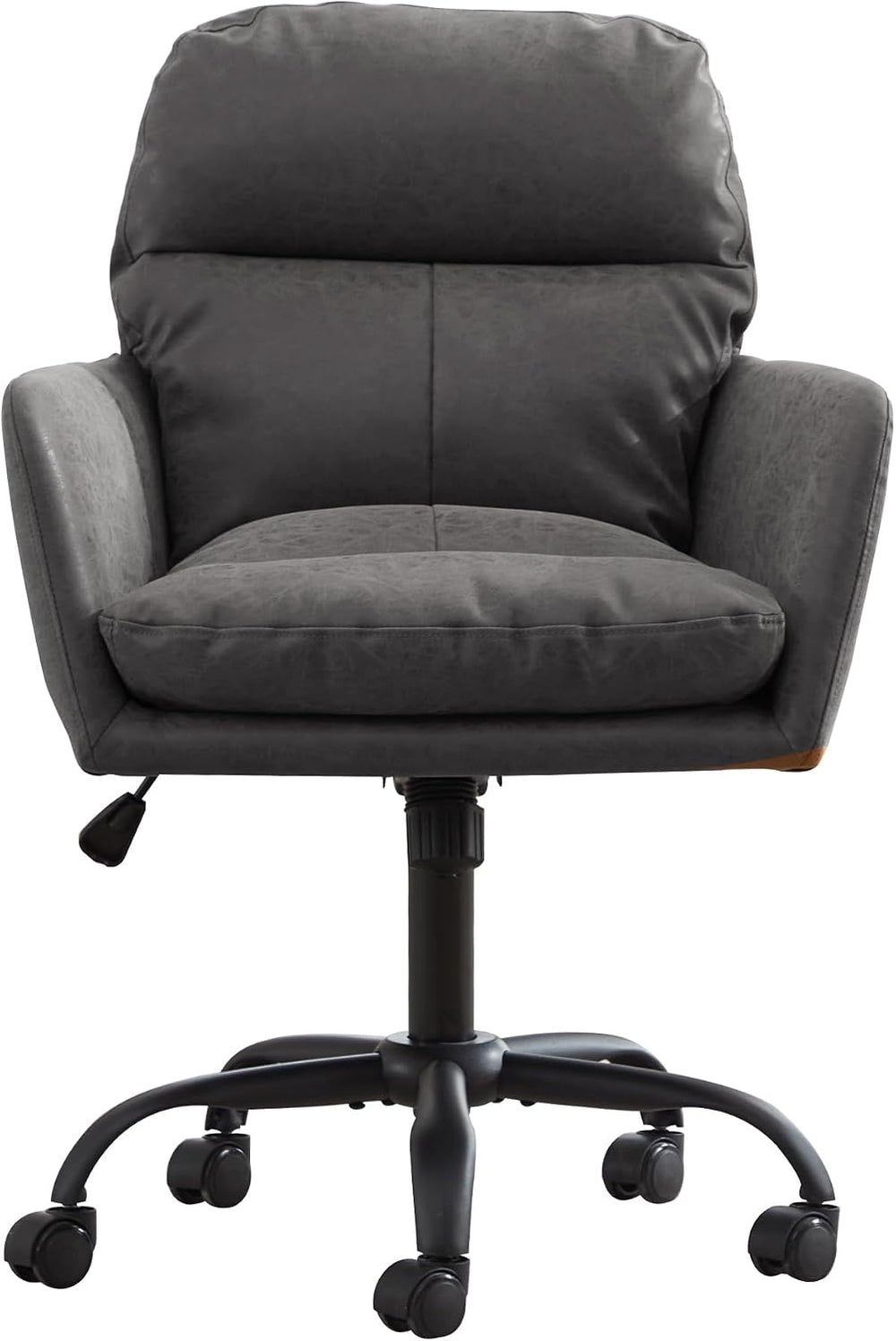 YITAI Adjustable Home Office Desk Chair with Comfy Square Mid-Back, Faux Leat...