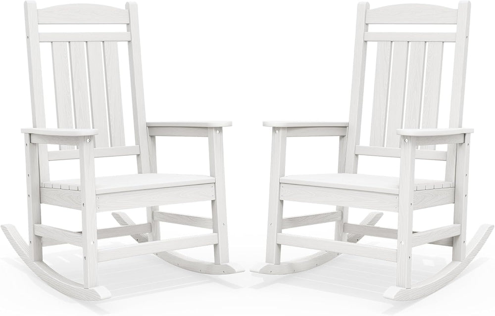 SERWALL Oversized Outdoor Rocking Chairs Set of 2, Oversized HDPE Porch Rocke...