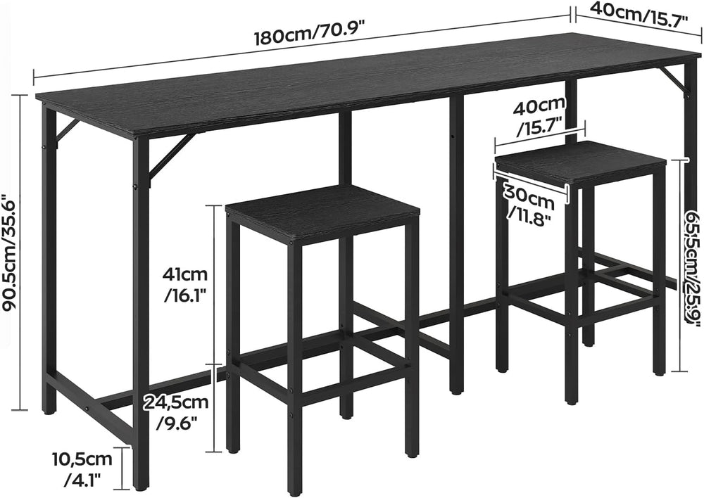 YATINEY 70.9" Bar Table and Chairs Set, Dining Table and Chair Sets, 3 P...