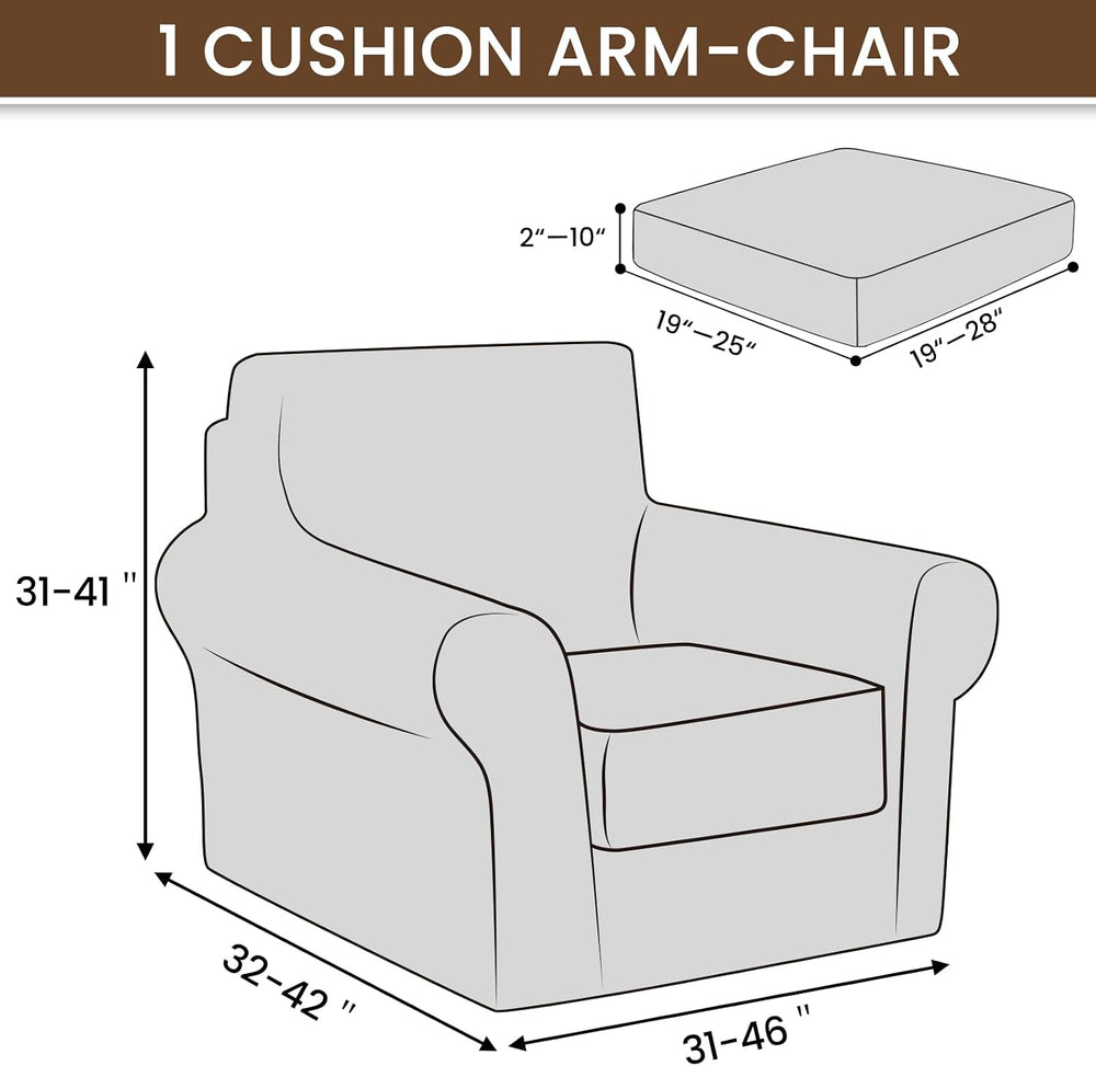 XINEAGE 2-Piece Velvet Armchair Sofa Cover,Couch Covers for Dog,Silver Gray