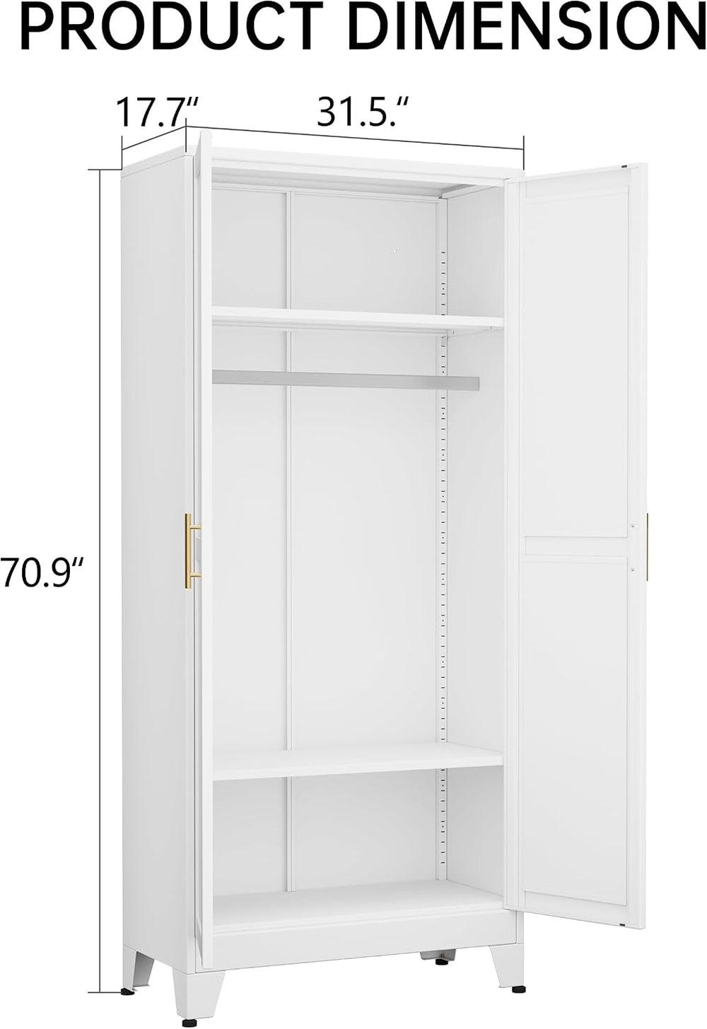 Metal Armoire Wardrobe Closet Storage Cabinet with Hanging Rod