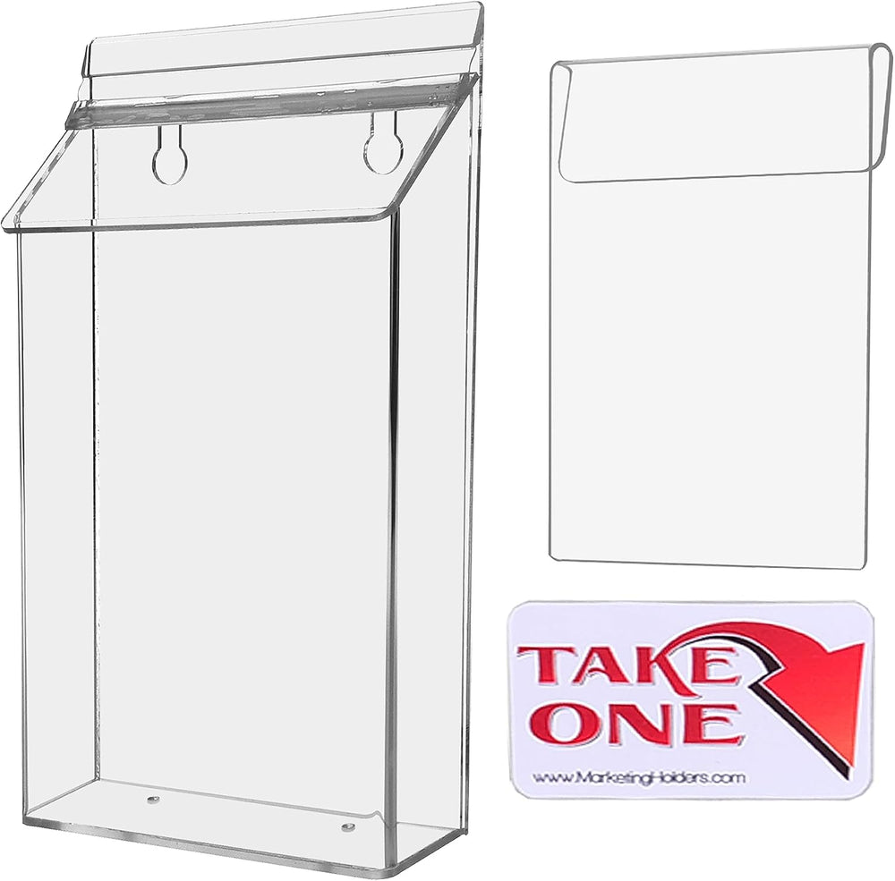 Outdoor Brochure Holder with Window Hook and Lid Holds 6" x 10" Pam...