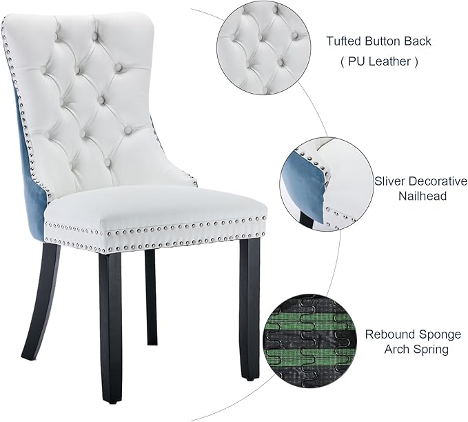 Dining Chairs Set of 2, Upholstered Tufted Dining Room Chairs with High Back,...