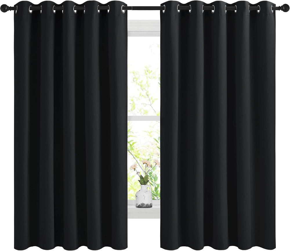 NICETOWN Black Blackout Curtains for Bedroom 66" Wide x 60" Long 2 ...