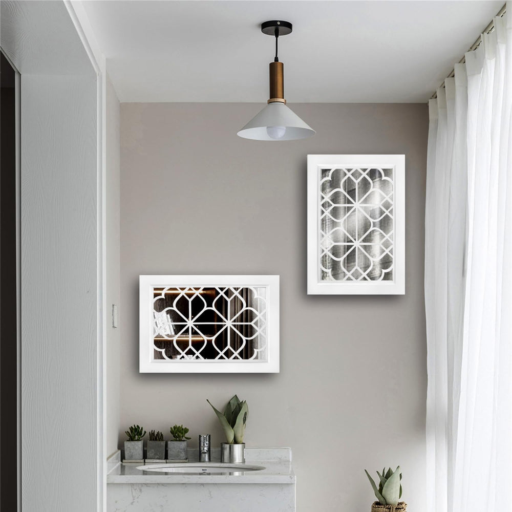 Wocred Set of 2 Rectangular Wall Mirror,White Color Entry Mirror for Bathroom...