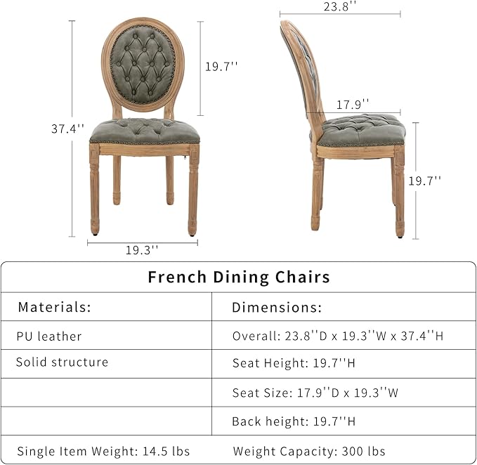 French Country Dining Chairs Set of 4, Olive Kitchen & Dining Room Chairs...