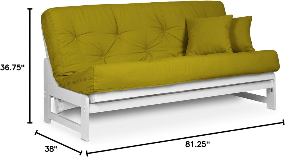 Nirvana Futons Arden Armless White Wood Futon Frame Only, Queen Size - Solid ...