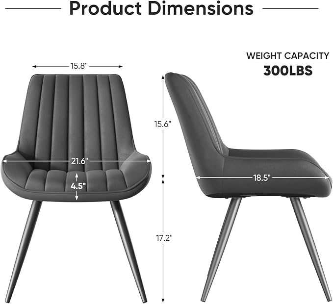 Nalupatio Modern Dining Chairs Set of 2, Comfy Dining Room Chairs with Thick ...