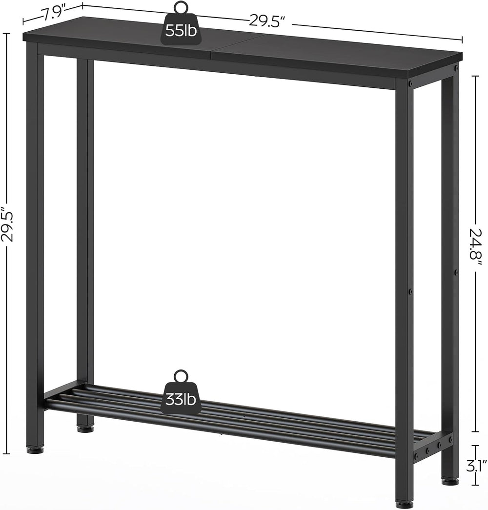 YATINEY Narrow Console Table, 2-Tier Small Sofa Table, 29.5" Thin Entryw...