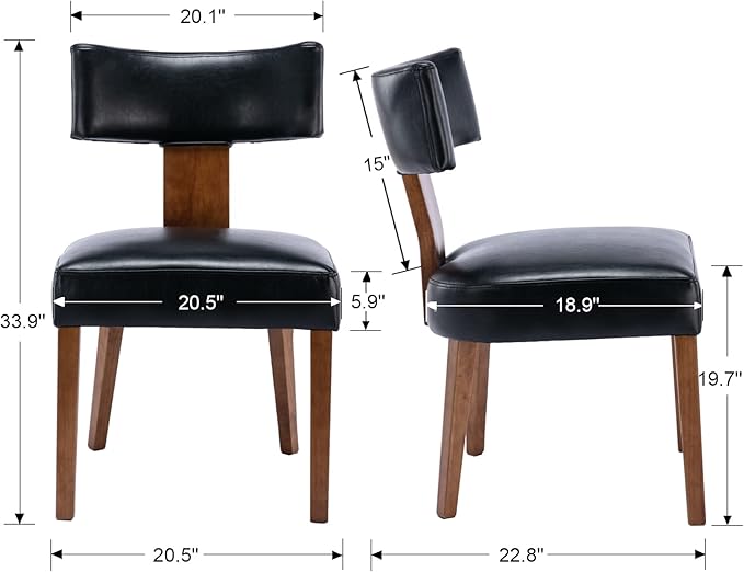 Set of 4 PU Leather Upholstered Side Chairs, Modern Kitchen Armless Parson Ch...