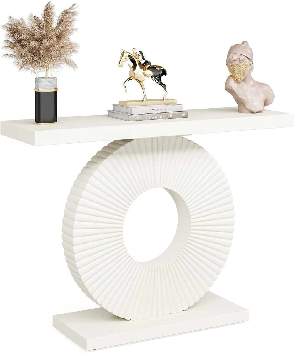 Tribesigns Modern Console Table with Geometric Base, 40 inch Wood Entryway Ta...