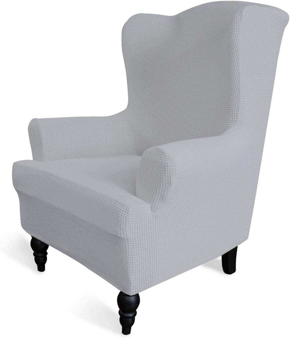 Easy-Going Stretch Wingback Chair Sofa Slipcover Silver Gray