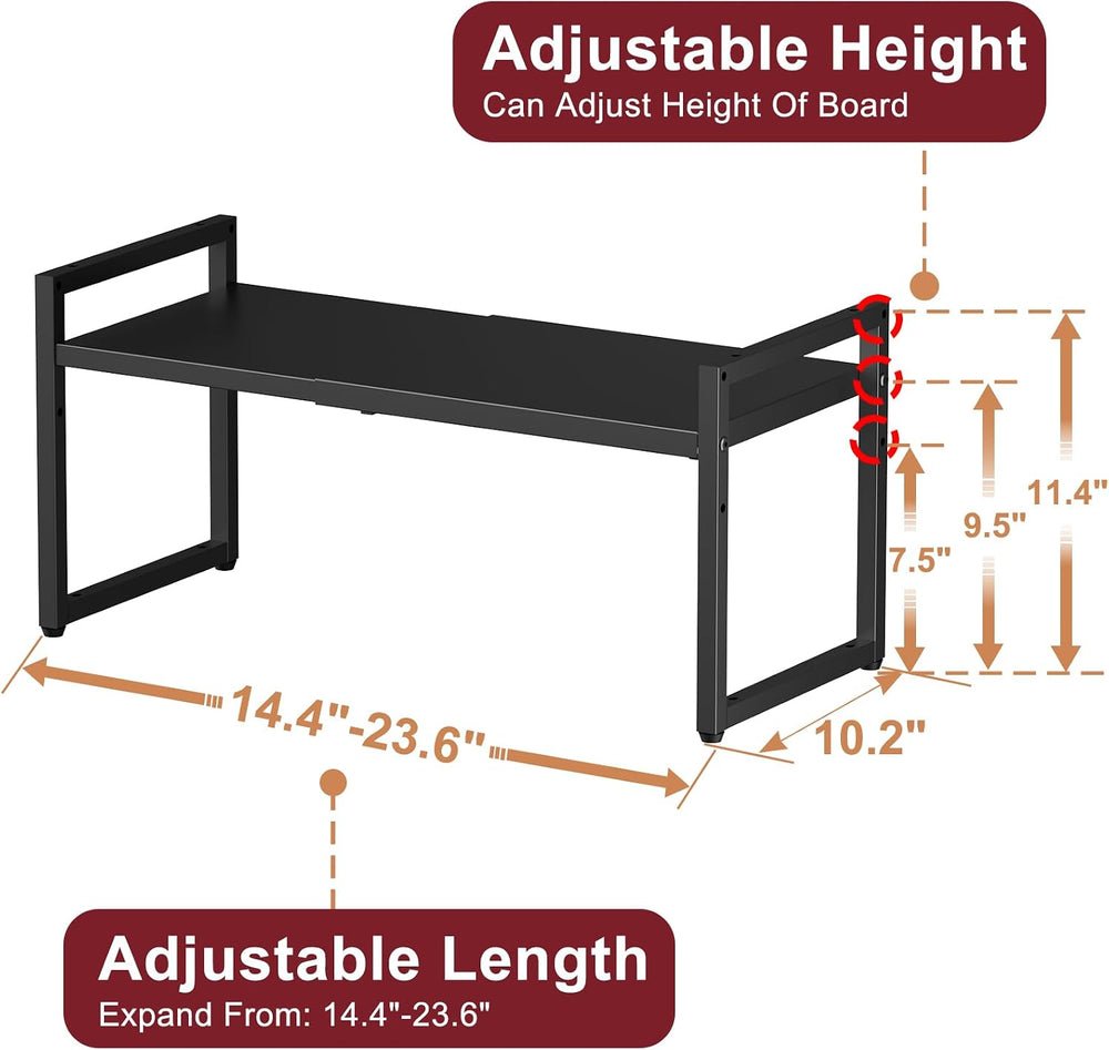 Expandable Kitchen Storage Shelves,110LBS Heavy Duty Metal Garage Shelving Un...