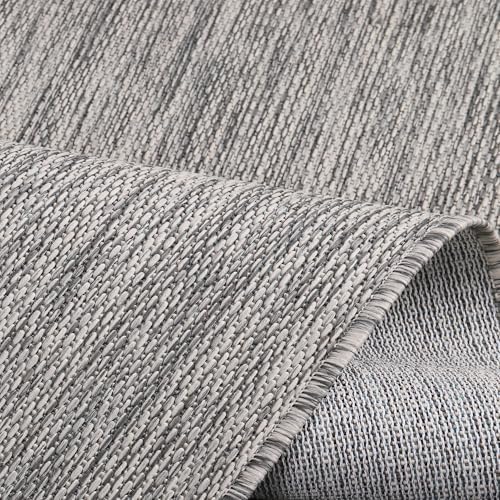Outdoor Rug 8x10 Gray Washable Outside Rugs for Patios Porches Solid Modern W...
