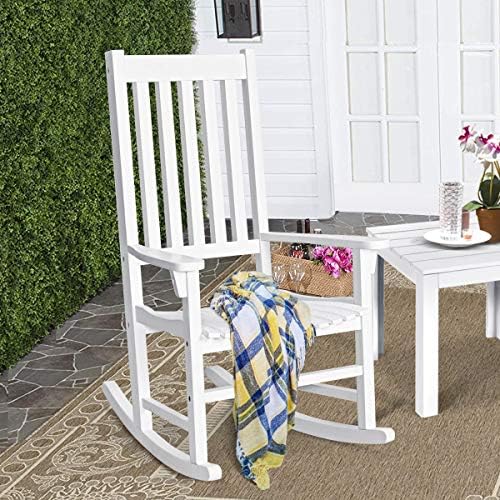 GIANTEX Rocking Chair Acacia Wood Frame Outdoor& Indoor for Garden, Lawn,...