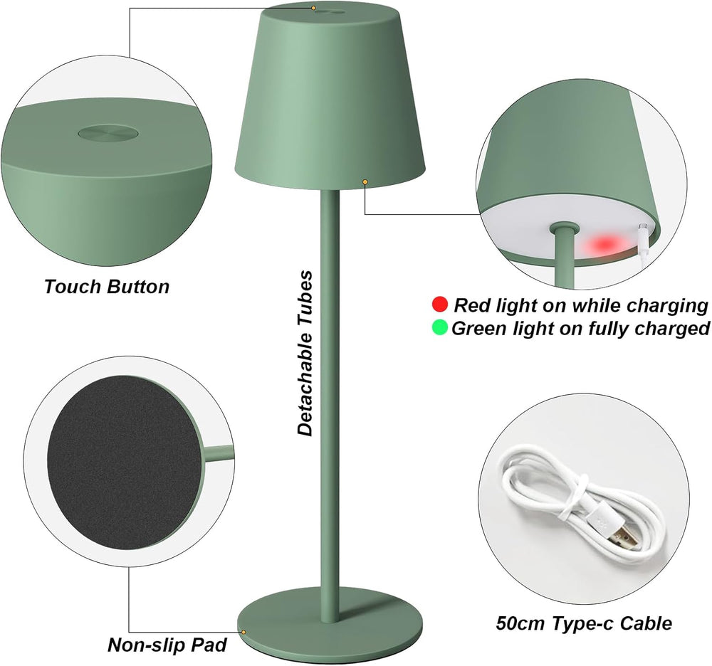 Kakanuo Cordless Table Lamp Rechargeable Green - KK 2 Pack 5000mAH Battery Op...