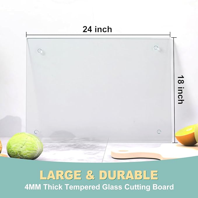 VASUHOME Large Tempered Glass Cutting Board