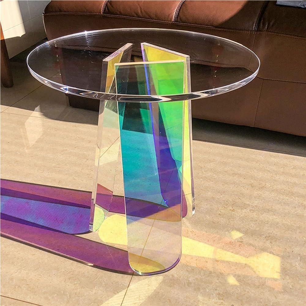 Acrylic End Table, Colorful Coffee Table, Modern Nightstand for Living Room, ...