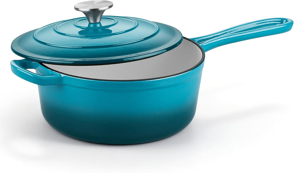 Homikit 3 Quart Saucepan with Lid, Enameled Cast Iron Saucepan
