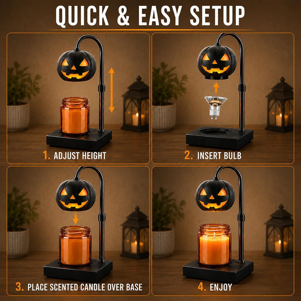 Pumpkin Candle Warmer Lamp with Timer, Dimmable Black Halloween Fall Decor