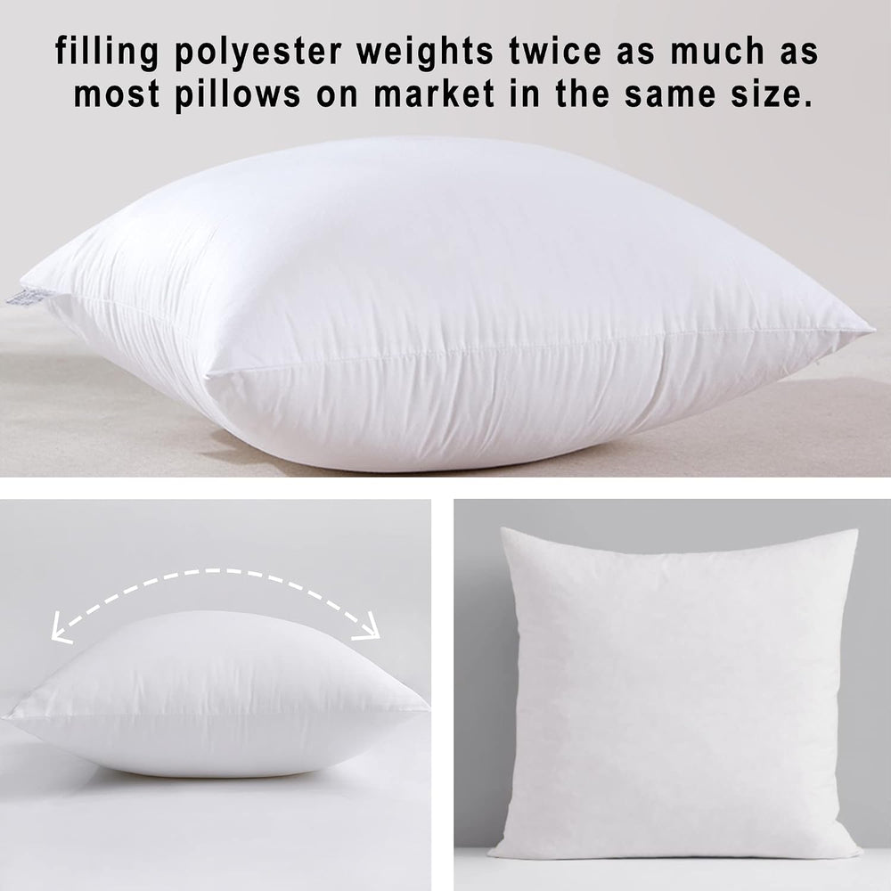 HITO 20x20 Pillow Inserts (Set of 2) - Down Alternative 100% Cotton Cover Dec...