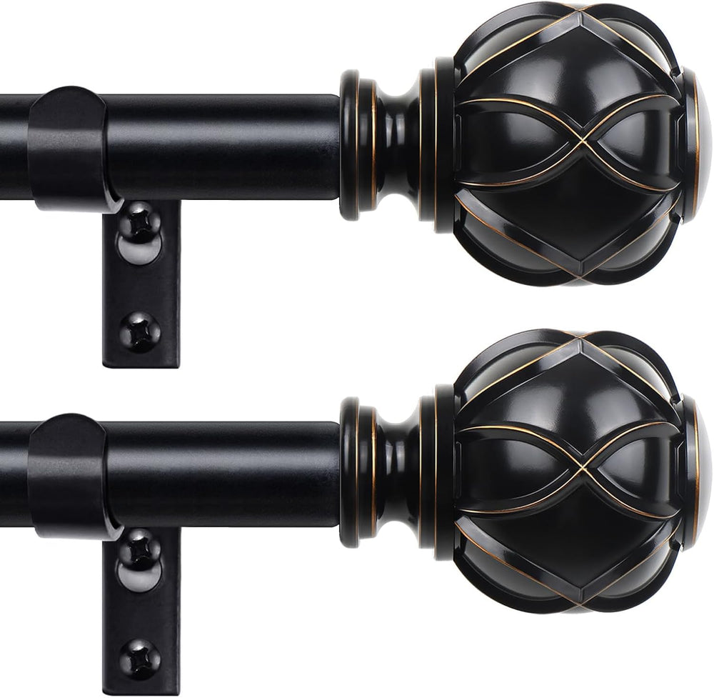 HOTOZON Curtain Rods for Windows 2 Pack 32-86 Inches, Black