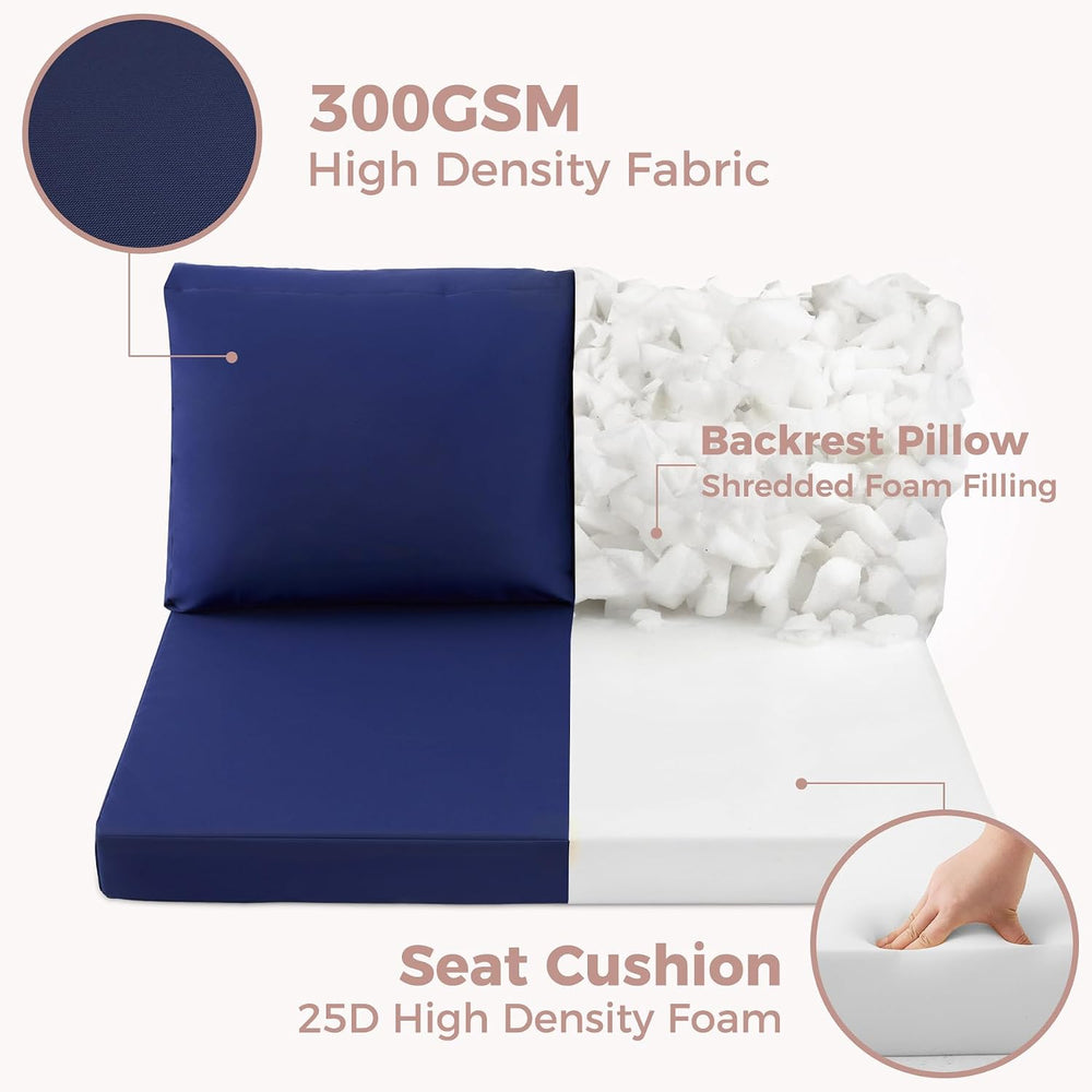 Outdoor Loveseat Cushions, 48×24×5 Inch, Waterproof, Navy Blue