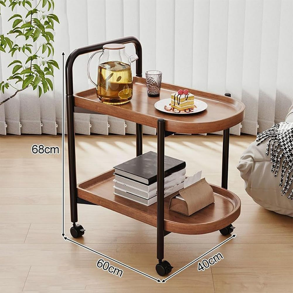 2-Tier Side Table with Handle and Faux Marble Shelves, Couch Movable Bedside ...