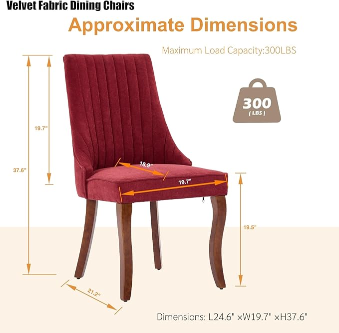 Dining Chairs Set of 6,Comfy Fabric Upholstered Accent Chairs for Kitchen Liv...