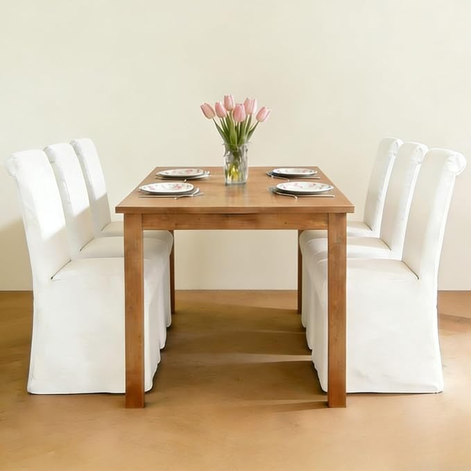 Parsons Dining Chairs Set of 2 Upholstered Linen Fabric Kitchen Chairs with R...