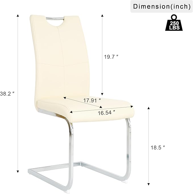 Goujxcy Dining Chairs Set of 2, Modern High Back Kitchen Chairs with Metal Le...