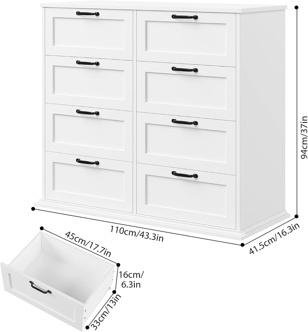 BOTLOG Wood Dresser for Bedroom with 8 Drawers