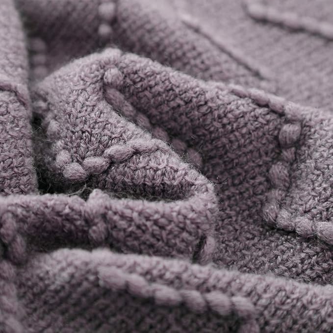 BOURINA Dark Lavender Throw Blanket 50 x90 Inches Textured Solid Soft Sofa