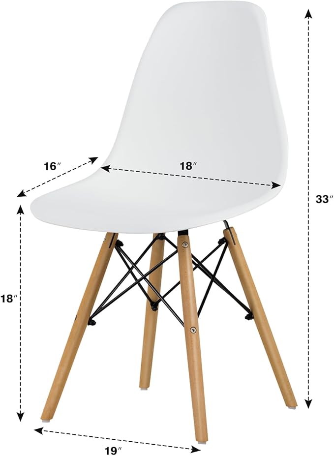 COSTWAY Dinning Chair Set of 4, Mid Century Modern Eiffel DSW Style Shell Mol...