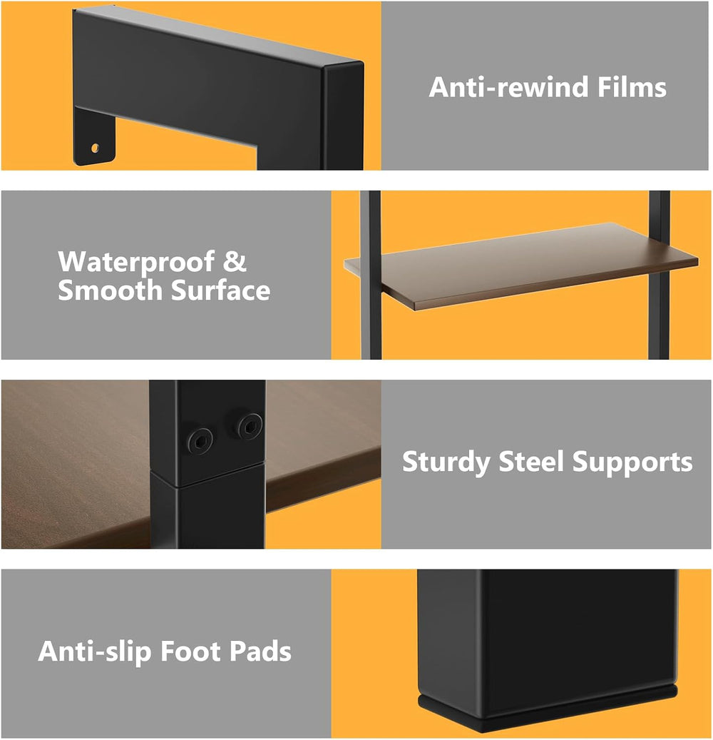 Tangkula Industrial Ladder Shelf Against The Wall, 5-Tier Wall Mount Ladder B...