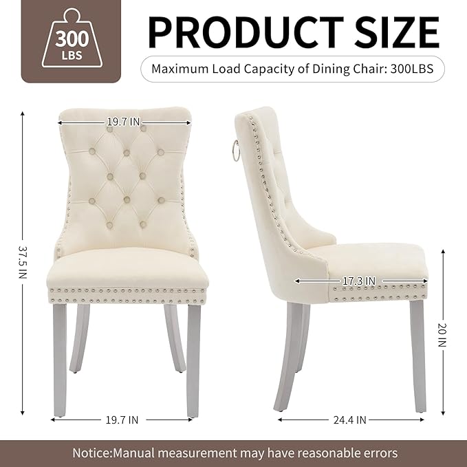 Velvet Dining Chairs Set of 4, High-end Tufted Upholstered Dining Chair with ...